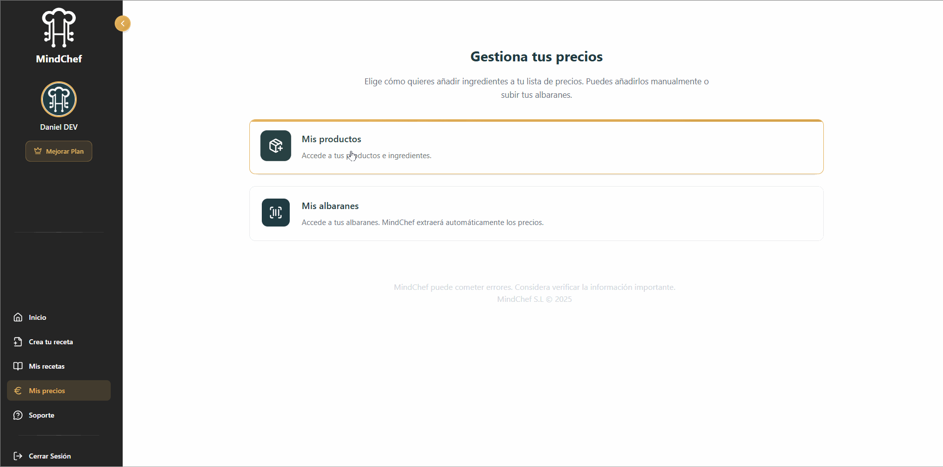 Inventario de restaurante