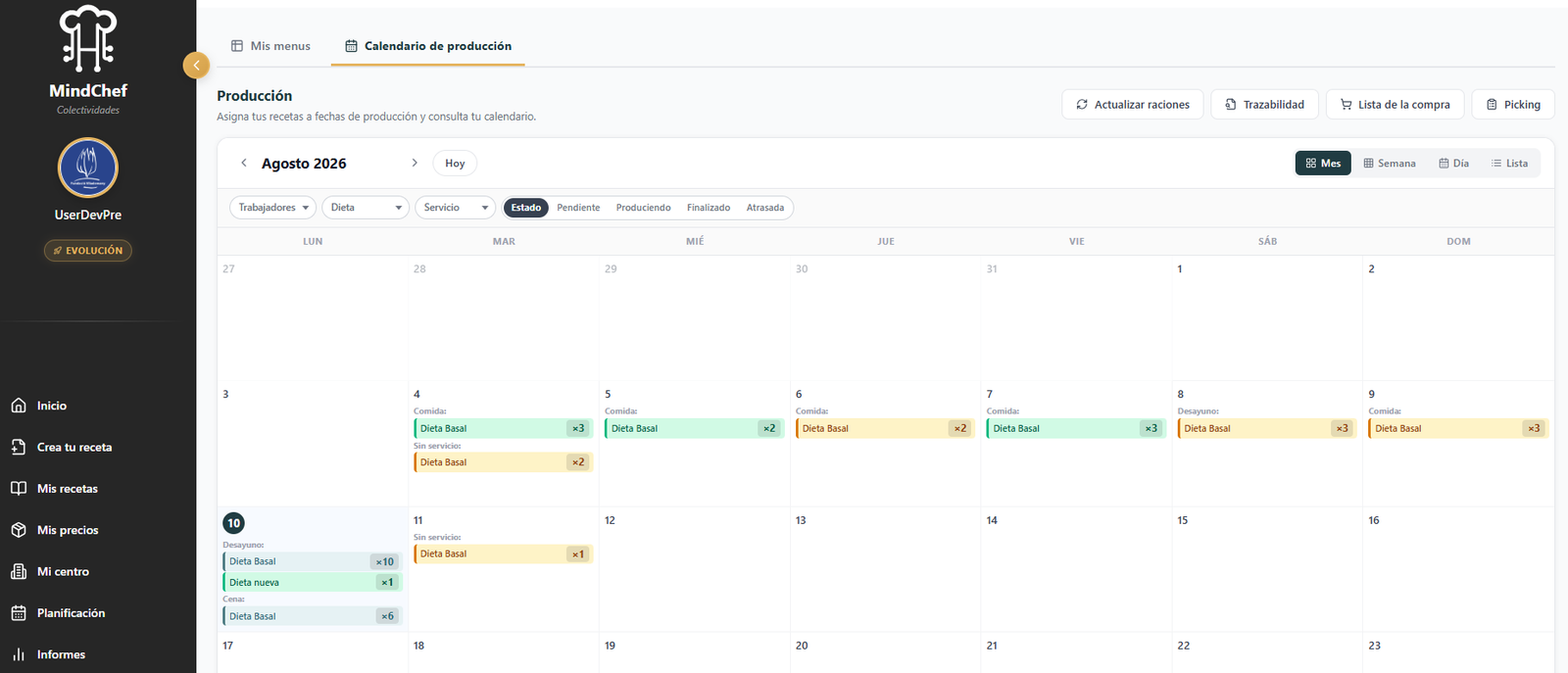 Software de gestión para colectividades MindChef