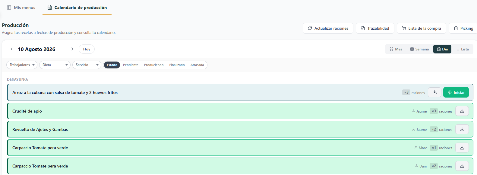 Control de producción y APPCC en MindChef Colectividades